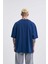 Erkek Basic Super Pamuklu Oversize Indigo Tişört 4