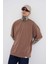 Erkek Basic Super Pamuklu Oversize Kakao Tişört 1