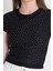 Siyah Taş Detaylı Slim Fit Crop Tişört 9207M 4