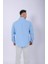 Erkek Pamuklu Keten Mavi Gömlek 3