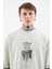Erkek Printed And Zebra Oversize Uzay Grisi Tişört 5