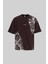 Erkek Crocodile Printed Oversize Kahverengi Tişört 1