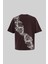 Erkek Crocodile Printed Oversize Kahverengi Tişört 2