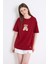 Bordo Ayı Baskılı Oversize Tişört 6402 1