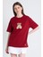 Bordo Ayı Baskılı Oversize Tişört 6402 2