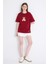 Bordo Ayı Baskılı Oversize Tişört 6402 3