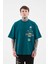 Erkek Ethnical Printed And Embroidered Tişört Oıl Green 4