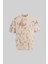 Erkek All Over Abstract Pattern Printed Oversize Soft Bej Tişört 1