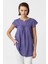 Mor Sırtı Nakışlı Kısa Kollu Pamuklu Gömlek Bluz 1