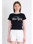 Siyah Yazı Baskılı Slim Fit Crop Tişört 6059 2