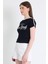 Siyah Yazı Baskılı Slim Fit Crop Tişört 6059 3