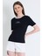 Siyah Yazı Baskılı Relaxed Fit Tişört 5793 2