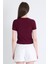 Bordo Ayıcık Işlemeli Slim Fit Crop Tişört 2217 5
