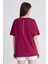 Bordo Arka Yazı Baskılı Kalpli %100 Pamuk Oversize Tişört 2150-33M 5