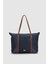 Velie Paraşüt Kumaş Şeritli Shopper Çanta Lacivert-Taba 1