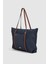 Velie Paraşüt Kumaş Şeritli Shopper Çanta Lacivert-Taba 4