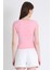 Pembe Bisiklet Yaka Pamuklu Slim Fit Tişört 9190 5