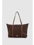 Velie Paraşüt Kumaş Şeritli Shopper Çanta Acı Kahve-Taba 1