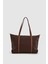 Velie Paraşüt Kumaş Şeritli Shopper Çanta Acı Kahve-Taba 2