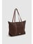 Velie Paraşüt Kumaş Şeritli Shopper Çanta Acı Kahve-Taba 3