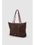 Velie Paraşüt Kumaş Şeritli Shopper Çanta Acı Kahve-Taba 4