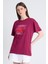 Bordo %100 Pamuk Yazı Baskılı Tişört 2150-15M 1
