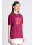 Bordo %100 Pamuk Yazı Baskılı Tişört 2150-15M 3