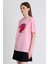 Pembe %100 Pamuk Yazı Baskılı Tişört 2150-15M 3