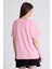 Pembe %100 Pamuk Yazı Baskılı Tişört 2150-15M 5