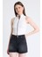Beyaz Fermuar Detaylı Kolsuz Crop Bluz 2226 1
