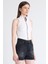 Beyaz Fermuar Detaylı Kolsuz Crop Bluz 2226 3