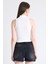 Beyaz Fermuar Detaylı Kolsuz Crop Bluz 2226 5
