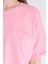 Pembe Cep Detaylı Bisiklet Yaka Crop Tişört 2136M 4