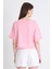 Pembe Cep Detaylı Bisiklet Yaka Crop Tişört 2136M 5