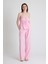 Şeker Pembe Mavi Straplez Bluz ve Geniş Paça Pantolon Ikili Takım 5236 2
