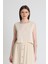 Natural Keten Görünümlü %100 Pamuk Kolsuz Crop Bluz 3419-1 1