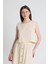 Natural Keten Görünümlü %100 Pamuk Kolsuz Crop Bluz 3419-1 2