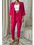 Kadın Fuşya Pembe Kimono Alt Üst Havuç Pantolon Takım 4