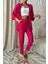 Kadın Fuşya Pembe Kimono Alt Üst Havuç Pantolon Takım 5