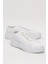 Kadın Rahat Kalıp Kalın Taban Keten Sneakers Beyaz 2