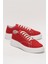 Kadın Rahat Kalıp Kalın Taban Keten Sneakers Kırmızı 2