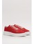 Kadın Rahat Kalıp Kalın Taban Keten Sneakers Kırmızı 3