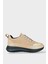 Bağcıklı Kadın Spor Sneaker Ayakkabı Bej 1