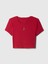 Kadın Kırmızı Gap × Disney Bisiklet Yaka Crop T-Shirt 2