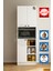 TAMAMI MDF Mobilyanı Tasarla 3 Kapaklı Açık Raflı Modern Tasarım Çok Amaçlı Beyaz Mini Fırın Dolabı/Boy Kiler Dolabı/Erzak Dolabı 1