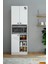 TAMAMI MDF Mobilyanı Tasarla 3 Kapaklı Açık Raflı Modern Tasarım Çok Amaçlı Beyaz Mini Fırın Dolabı/Boy Kiler Dolabı/Erzak Dolabı 6