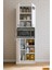 TAMAMI MDF Mobilyanı Tasarla 3 Kapaklı Açık Raflı Modern Tasarım Çok Amaçlı Beyaz Mini Fırın Dolabı/Boy Kiler Dolabı/Erzak Dolabı 7