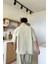 Basic Oversize Kısa Kol Haki Keten Gömlek 2
