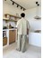 Basic Oversize Kısa Kol Haki Keten Gömlek 4