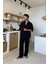 Siyah Basic Oversize Kısa Kol Keten Gömlek 3